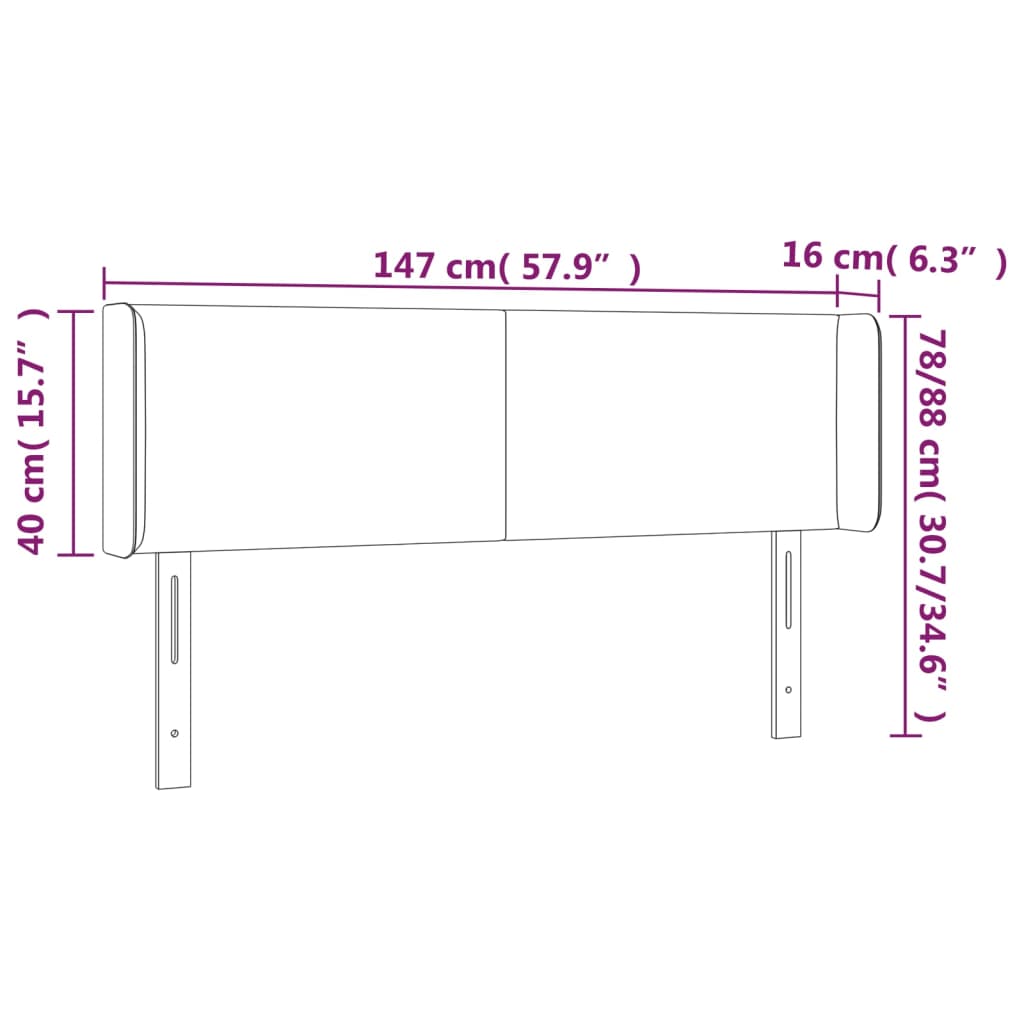 Hoofdbord LED 147x16x78/88 cm stof lichtgrijs 147 x 16 x 78/88 cm Lichtgrijs