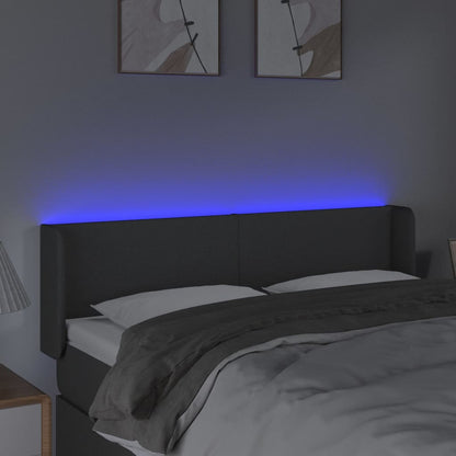 Hoofdbord LED 147x16x78/88 cm stof donkergrijs 147 x 16 x 78/88 cm Donkergrijs