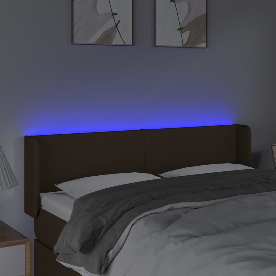 Hoofdbord Led 147X16X78/88 Cm Stof Donkerbruin