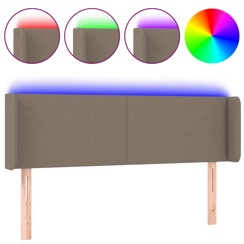 Hoofdbord LED 147x16x78/88 cm stof taupe 147 x 16 x 78/88 cm Taupe