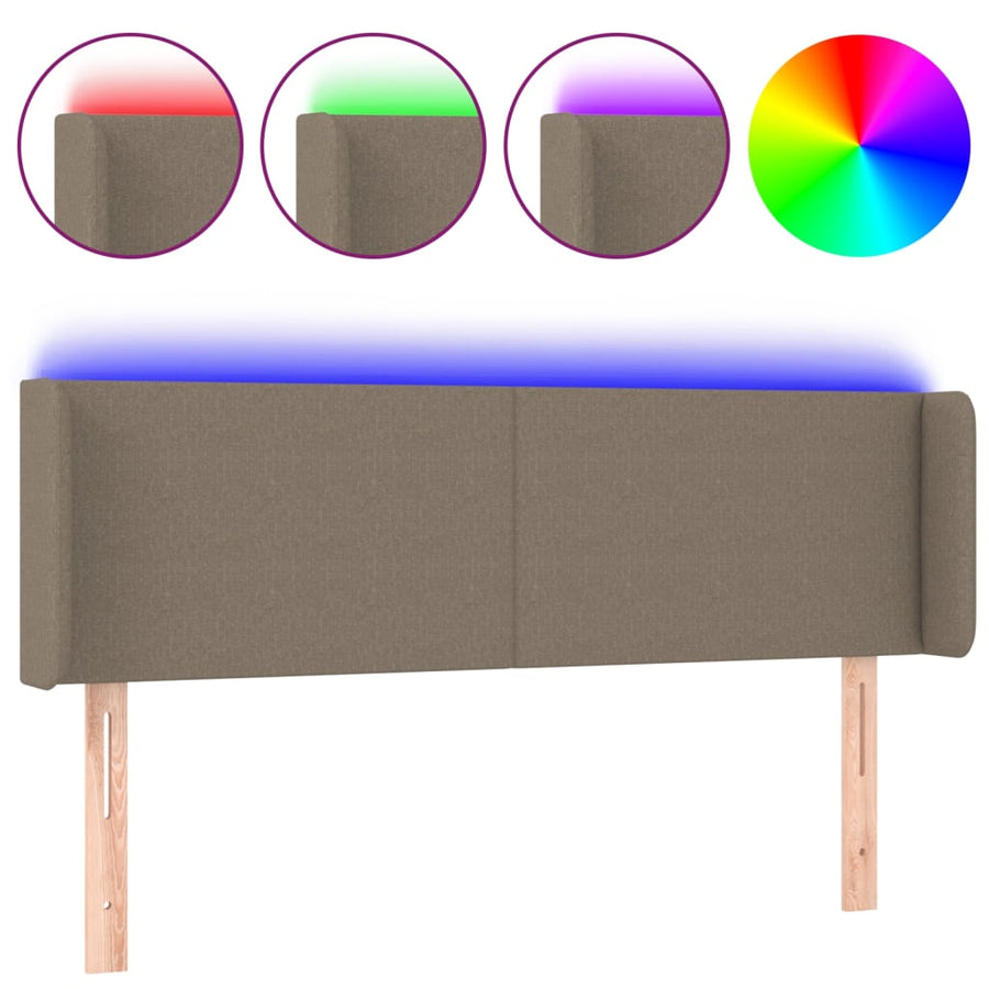Hoofdbord LED 147x16x78/88 cm stof taupe 147 x 16 x 78/88 cm Taupe