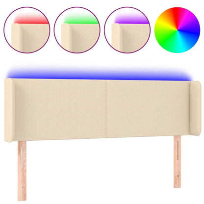 Hoofdbord Led Stof Kleurig 147 x 16 x 78/88 cm Crème
