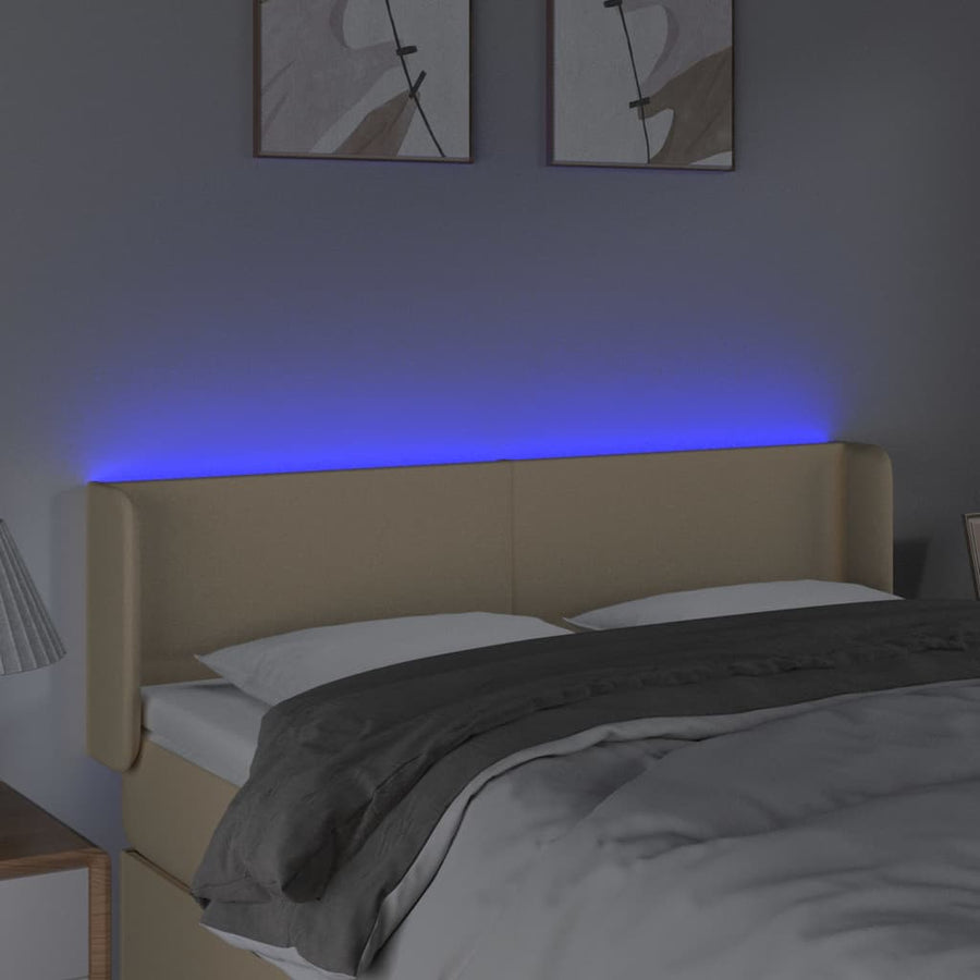 Hoofdbord Led Stof Kleurig 147 x 16 x 78/88 cm Crème