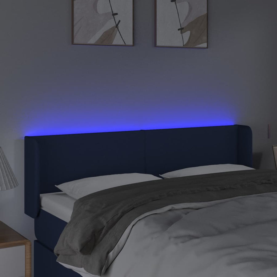 Hoofdbord Led Stof 147 x 16 x 78/88 cm Blauw