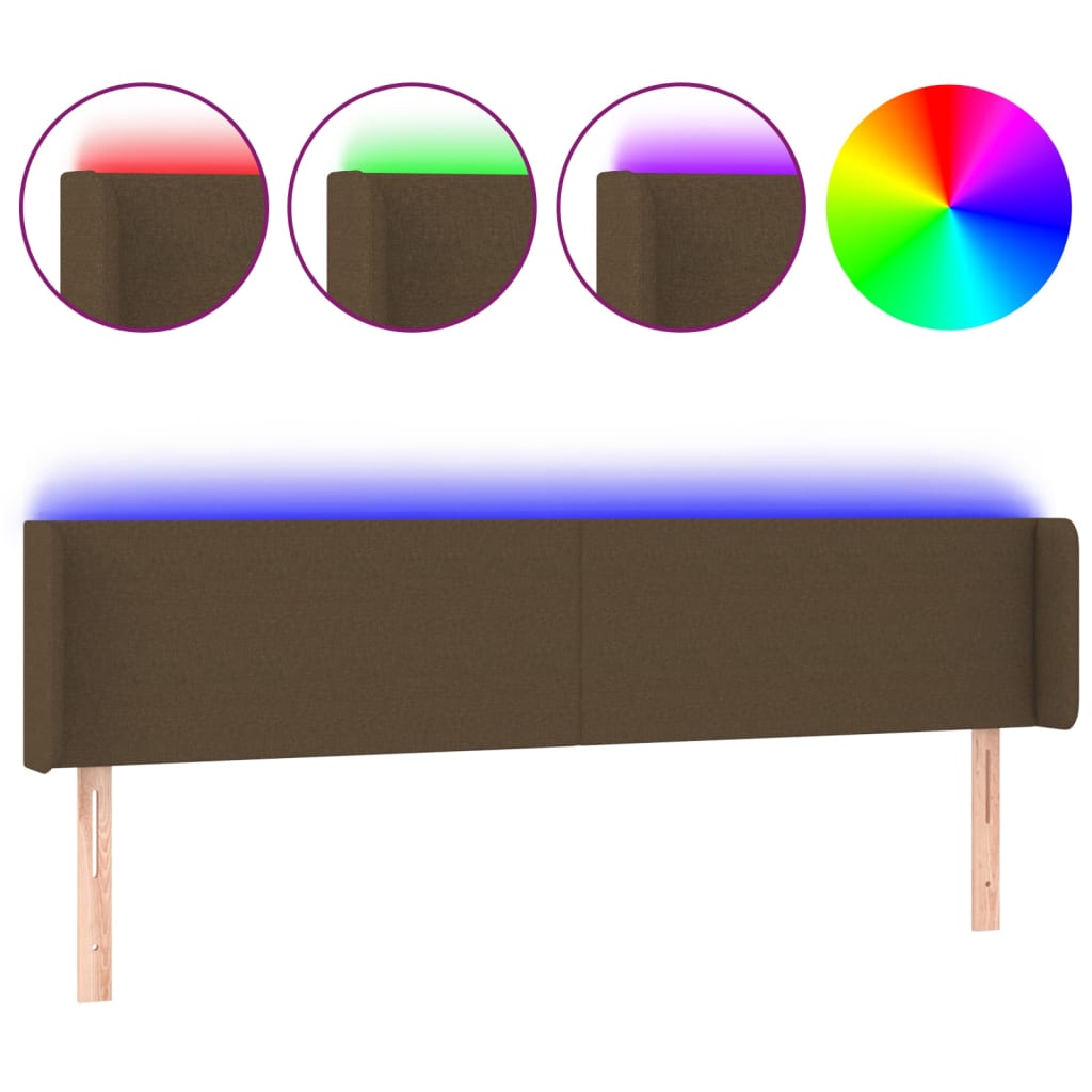 Hoofdbord LED 163x16x78/88 cm stof donkerbruin 163 x 16 x 78/88 cm Donkerbruin