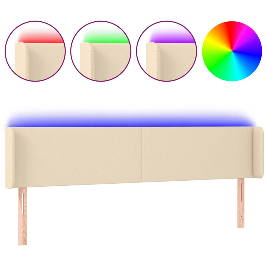 Hoofdbord LED 163x16x78/88 cm stof crèmekleurig 163 x 16 x 78/88 cm Crème