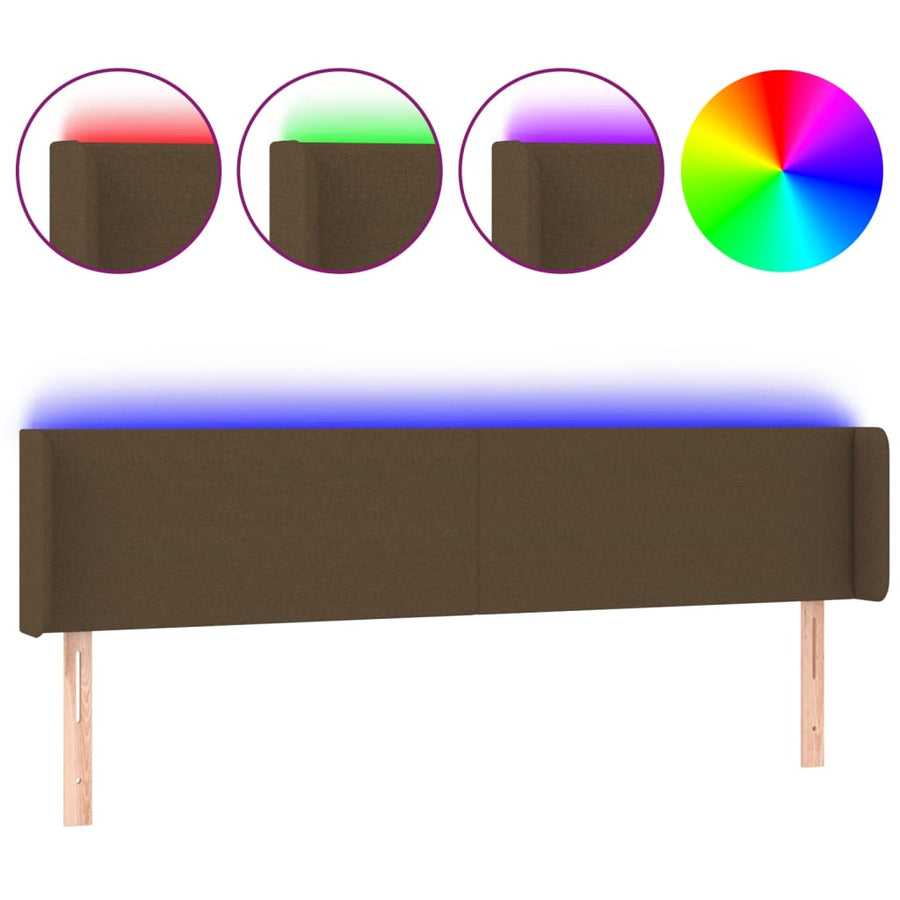 Hoofdbord LED 183x16x78/88 cm stof donkerbruin 183 x 16 x 78/88 cm Donkerbruin