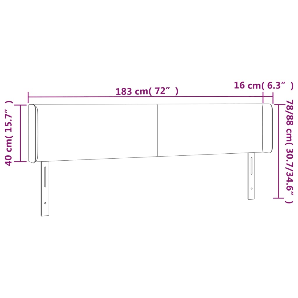 Hoofdbord LED 183x16x78/88 cm stof donkerbruin 183 x 16 x 78/88 cm Donkerbruin