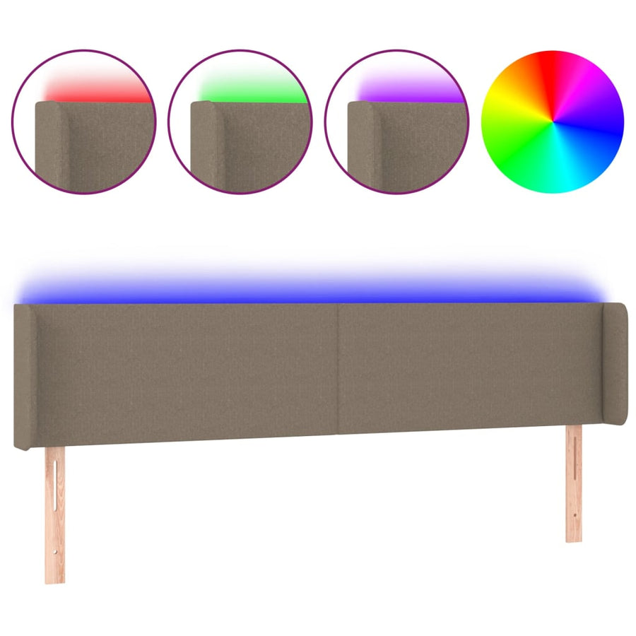 Hoofdbord Led 183X16X78/88 Cm Stof Taupe