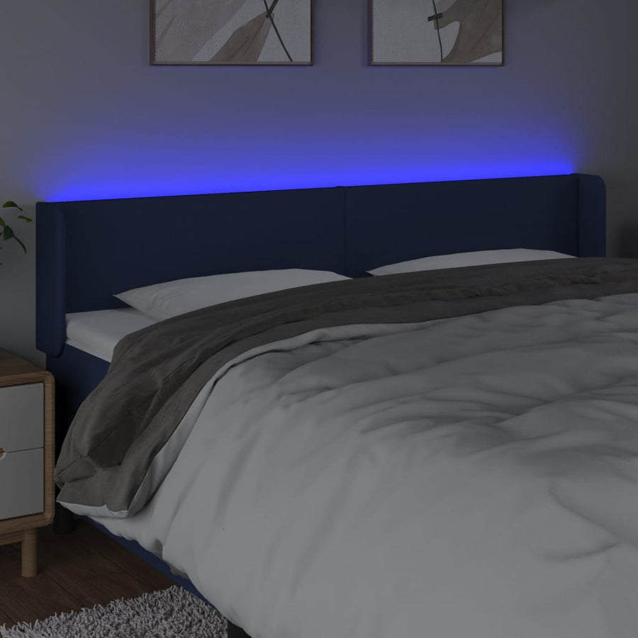 Hoofdbord LED 183x16x78/88 cm stof blauw 183 x 16 x 78/88 cm Blauw