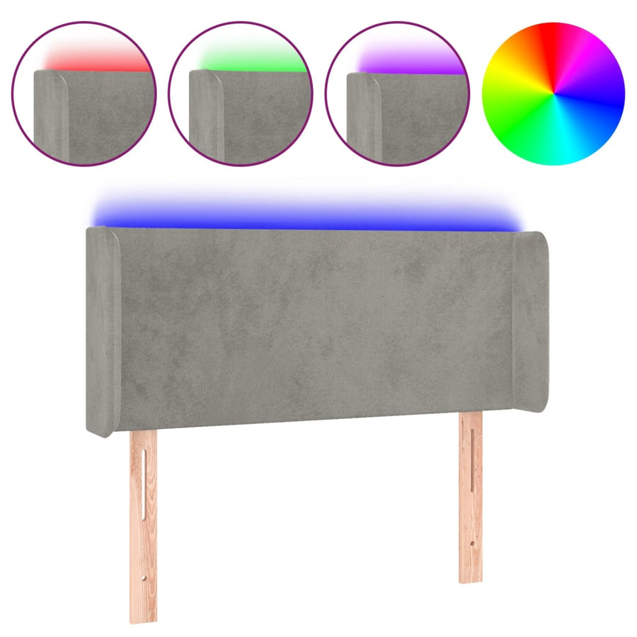Hoofdbord Led 83X16X78/88 Cm Fluweel Lichtgrijs