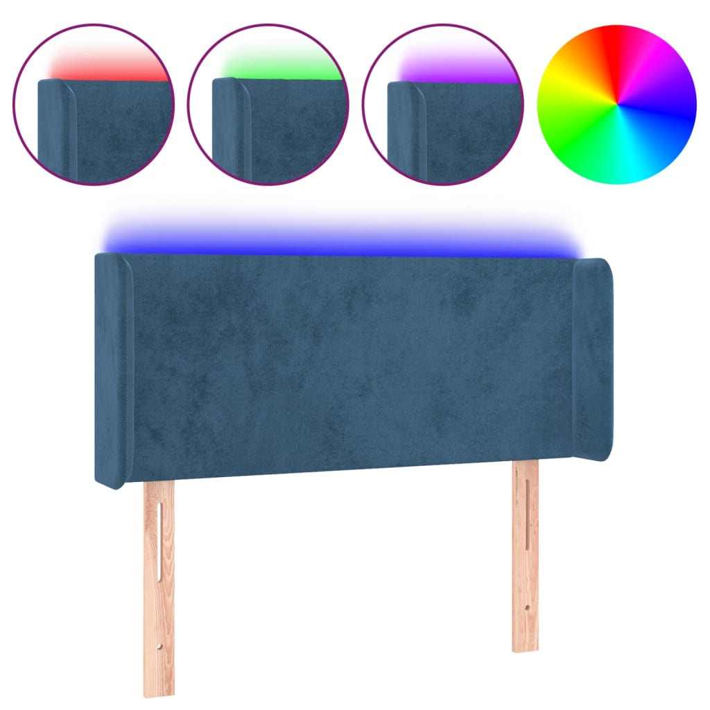 Hoofdbord Led Fluweel Blauw 93 x 16 x 78/88 cm Donkerblauw