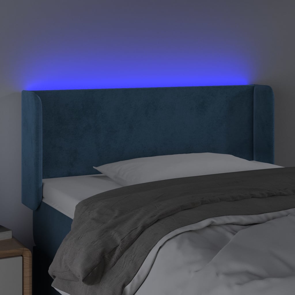 Hoofdbord Led Fluweel Blauw 93 x 16 x 78/88 cm Donkerblauw