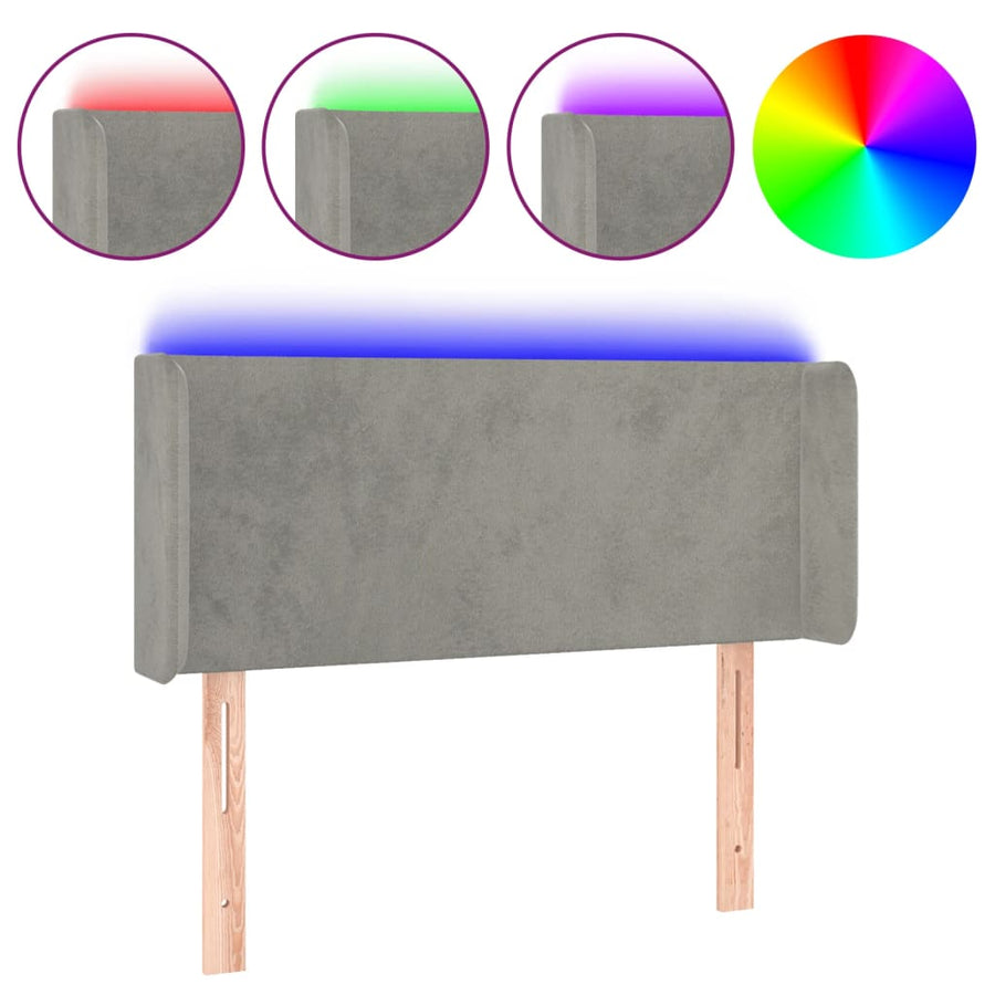 Hoofdbord LED 103x16x78/88 cm fluweel lichtgrijs 103 x 16 x 78/88 cm Lichtgrijs