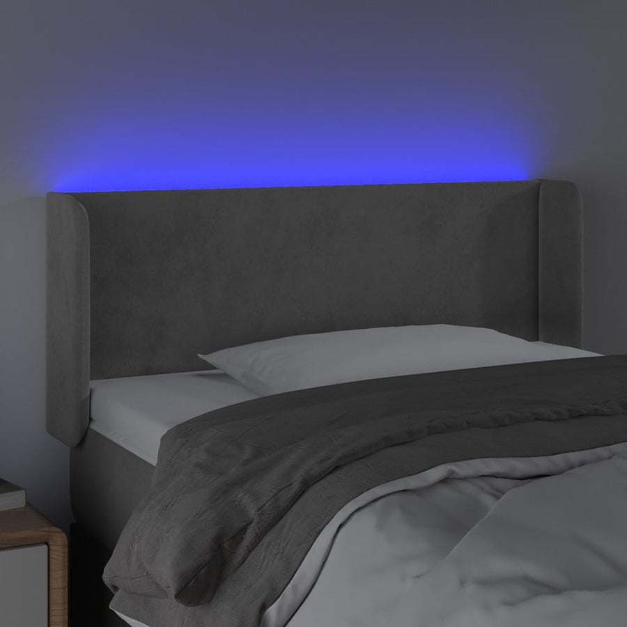 Hoofdbord LED 103x16x78/88 cm fluweel lichtgrijs 103 x 16 x 78/88 cm Lichtgrijs
