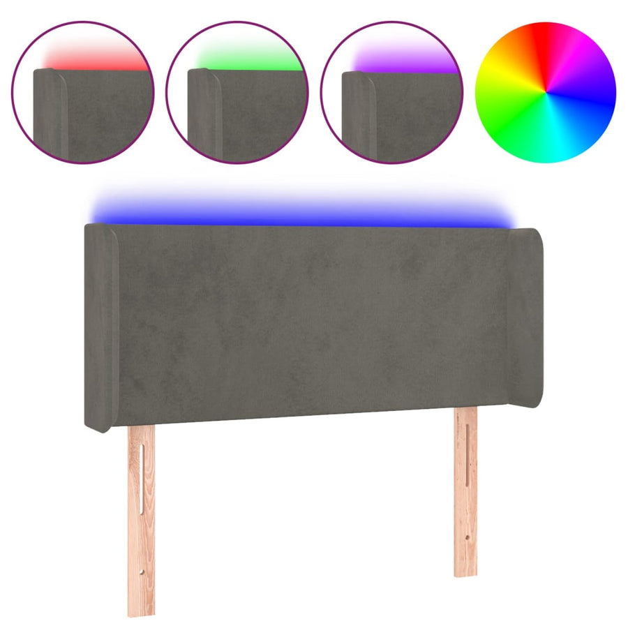 Hoofdbord LED 103x16x78/88 cm fluweel donkergrijs 103 x 16 x 78/88 cm Donkergrijs