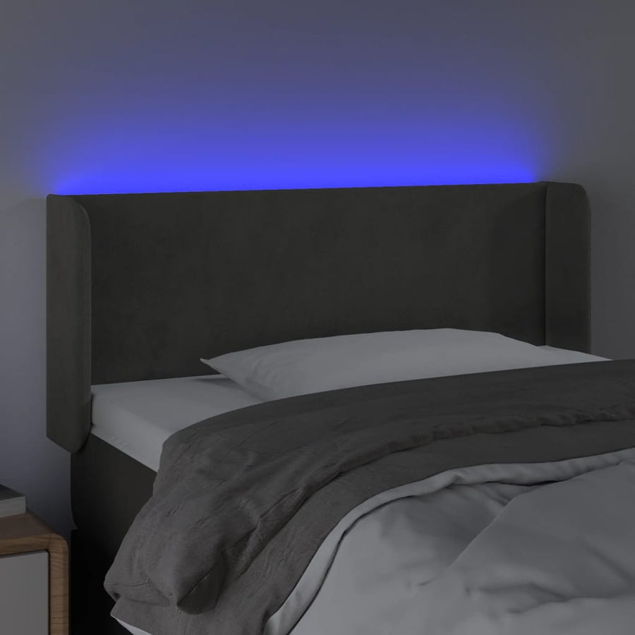 Hoofdbord LED 103x16x78/88 cm fluweel donkergrijs 103 x 16 x 78/88 cm Donkergrijs