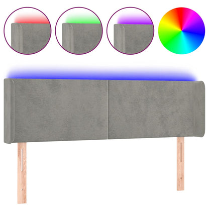 Hoofdbord Led 147X16X78/88 Cm Fluweel Lichtgrijs