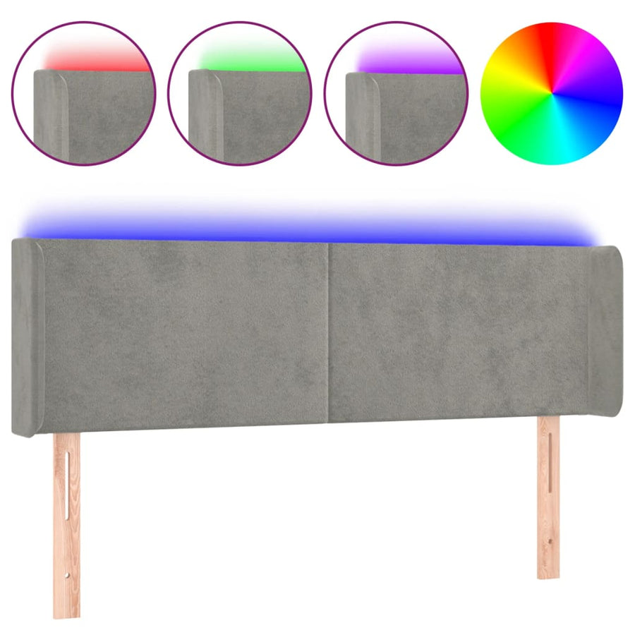 Hoofdbord Led 147X16X78/88 Cm Fluweel Lichtgrijs