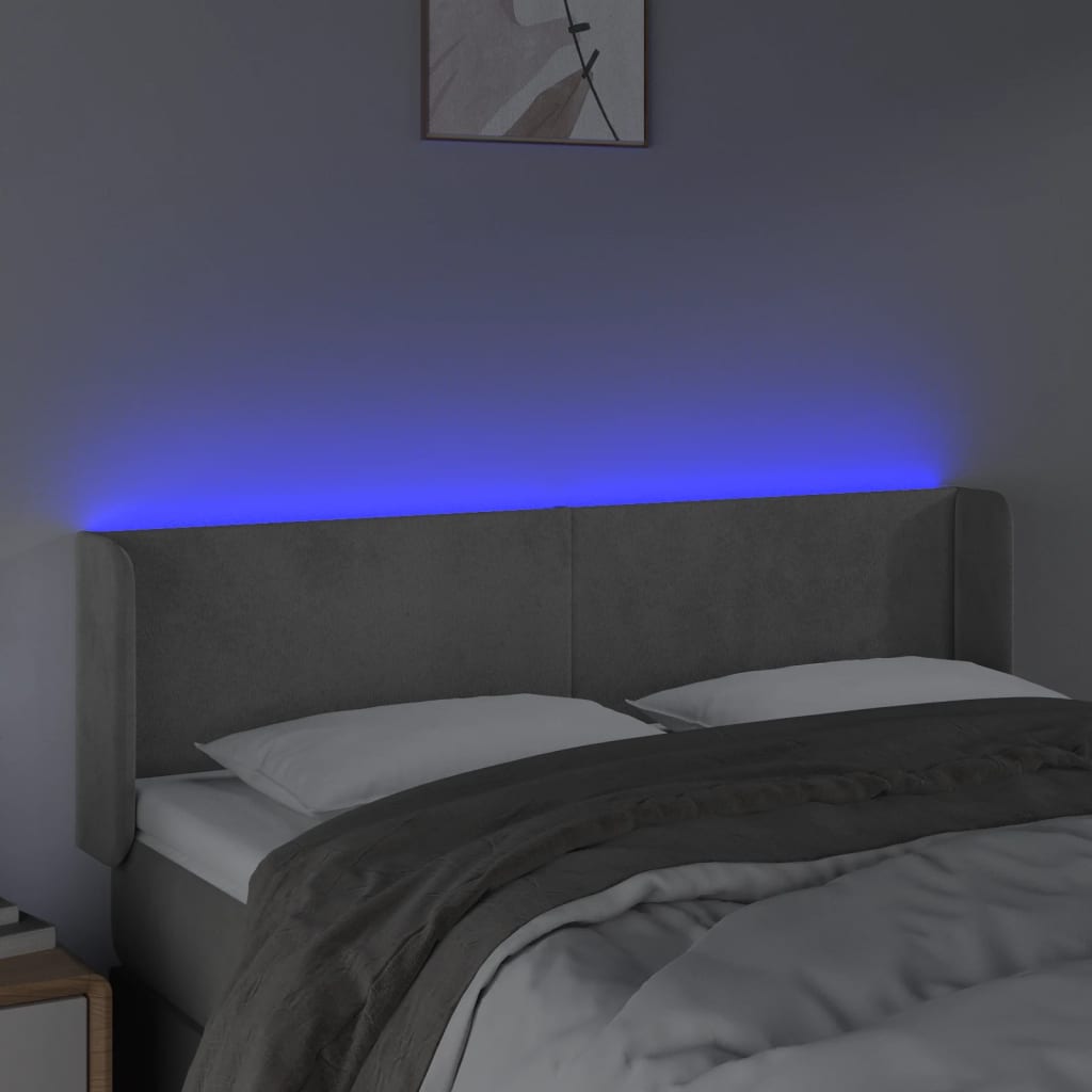 Hoofdbord Led 147X16X78/88 Cm Fluweel Lichtgrijs