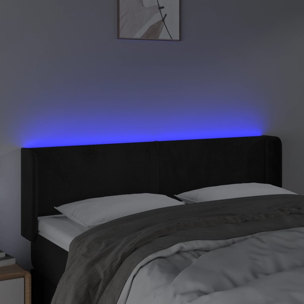 Hoofdbord Led 147X16X78/88 Cm Fluweel Zwart