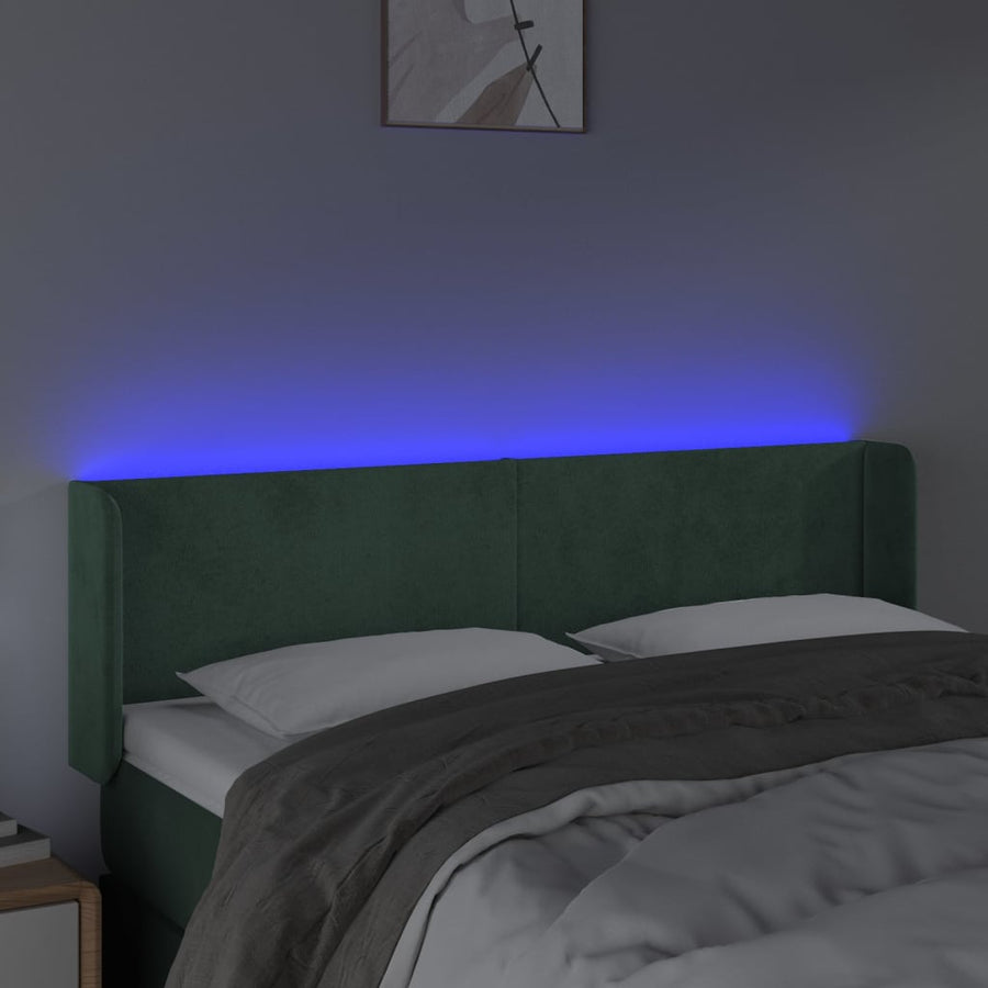 Hoofdbord Led Fluweel 1 147 x 16 x 78/88 cm Donkergroen