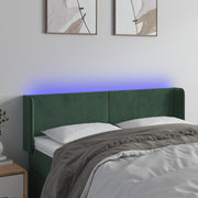 Hoofdbord 147x16x78/88 cm fluweel donkergroen LED