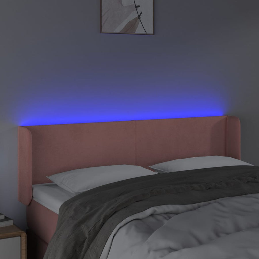 Hoofdbord Led Fluweel 147 x 16 x 78/88 cm Roze