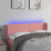 Hoofdbord 147x16x78/88 cm fluweel roze LED