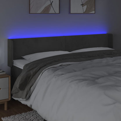 Hoofdbord Led 163X16X78/88 Cm Fluweel Donkergrijs