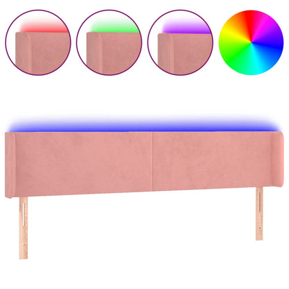 Hoofdbord Led Fluweel 163 x 16 x 78/88 cm Roze