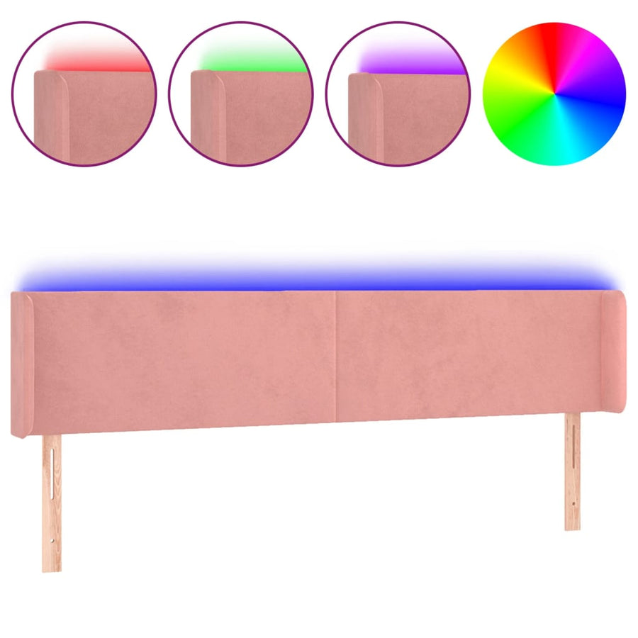 Hoofdbord Led Fluweel 163 x 16 x 78/88 cm Roze