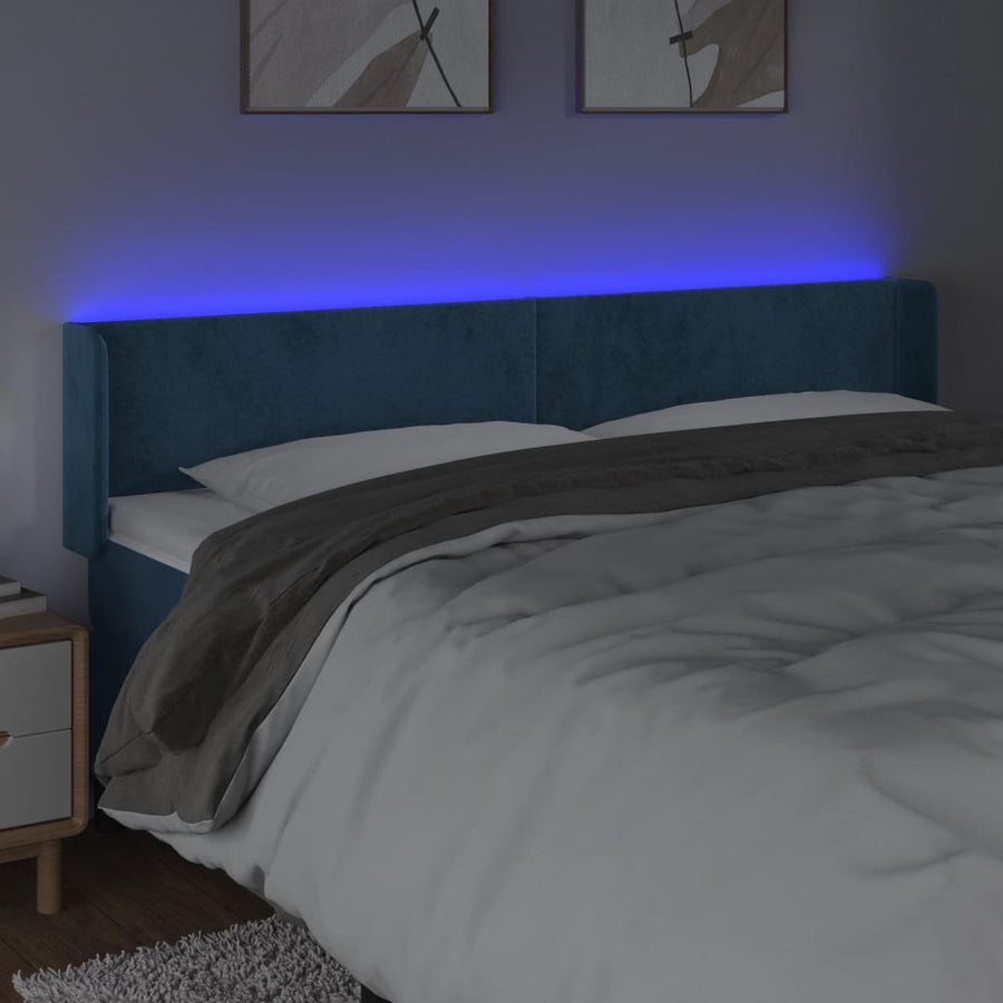 Hoofdbord Led 183X16X78/88 Cm Fluweel Donkerblauw 183 x 16 x 78/88 cm