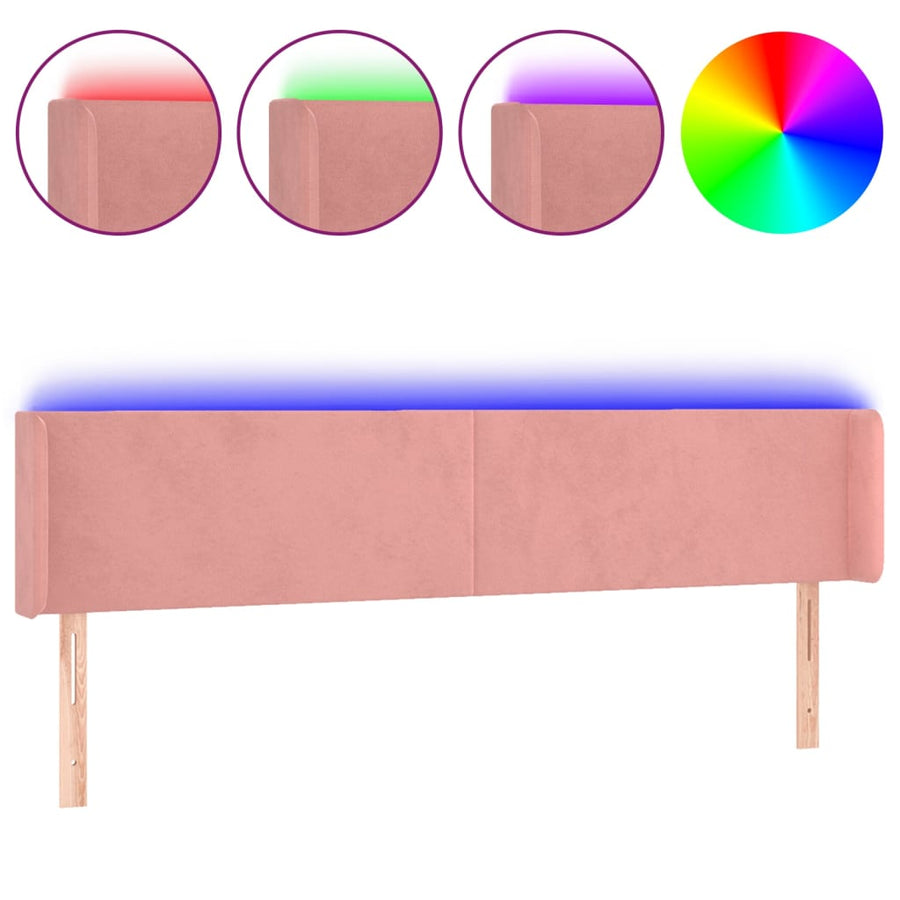 Hoofdbord Led Fluweel 183 x 16 x 78/88 cm Roze