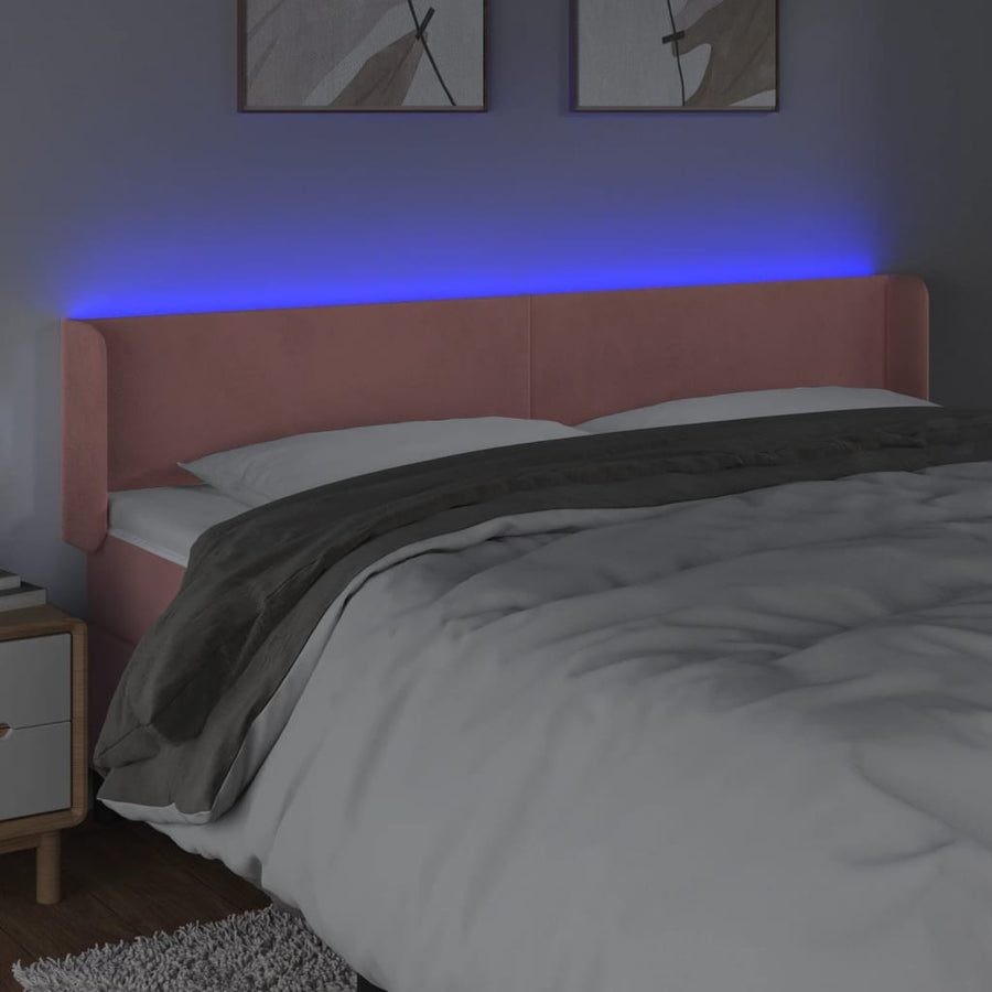 Hoofdbord Led Fluweel 183 x 16 x 78/88 cm Roze
