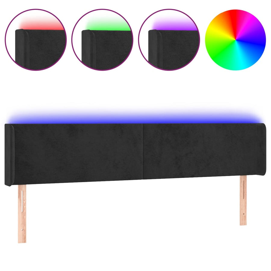 Hoofdbord Led 203X16X78/88 Cm Fluweel Zwart