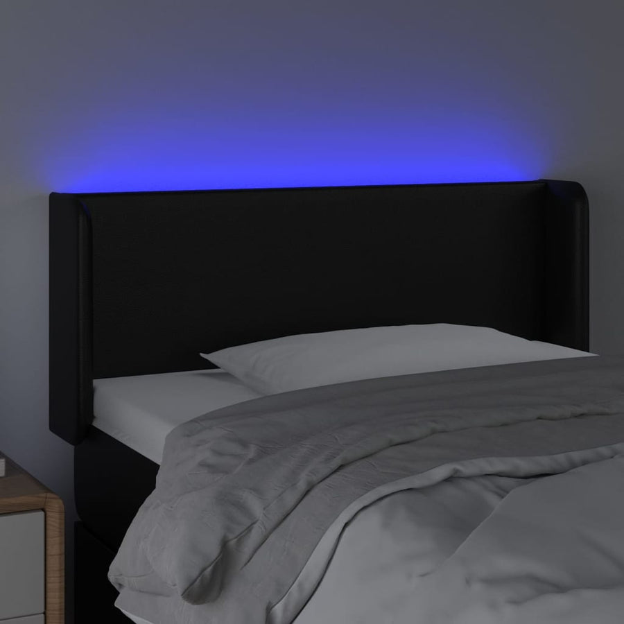 Hoofdbord LED 83x16x78/88 cm kunstleer zwart 83 x 16 x 78/88 cm Zwart