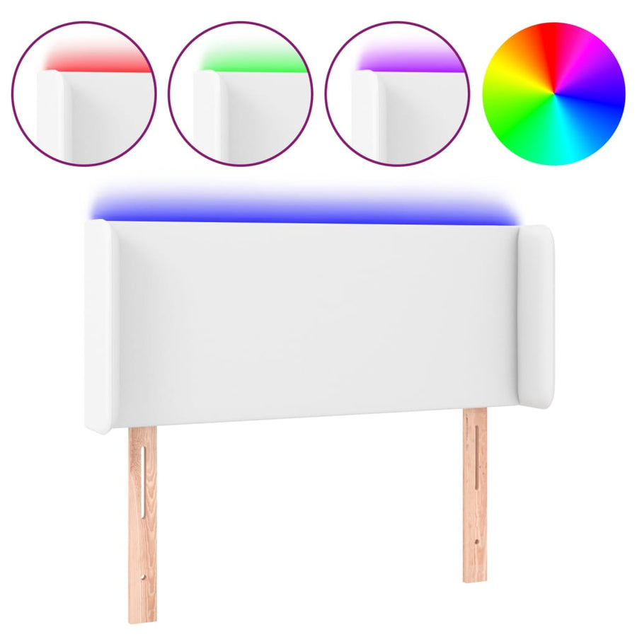 Hoofdbord LED 83x16x78/88 cm kunstleer wit 83 x 16 x 78/88 cm Wit