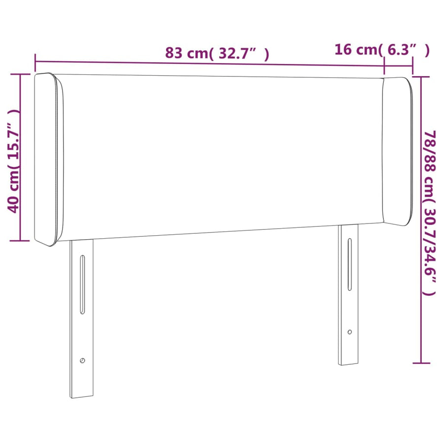 Hoofdbord LED 83x16x78/88 cm kunstleer wit 83 x 16 x 78/88 cm Wit
