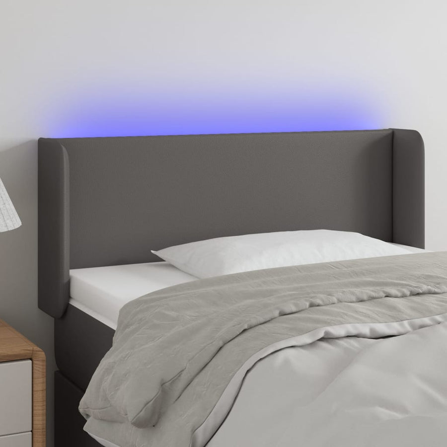 Hoofdbord LED 83x16x78/88 cm kunstleer grijs 83 x 16 x 78/88 cm Grijs