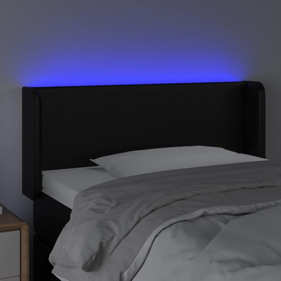 Hoofdbord LED 93x16x78/88 cm kunstleer zwart 93 x 16 x 78/88 cm Zwart