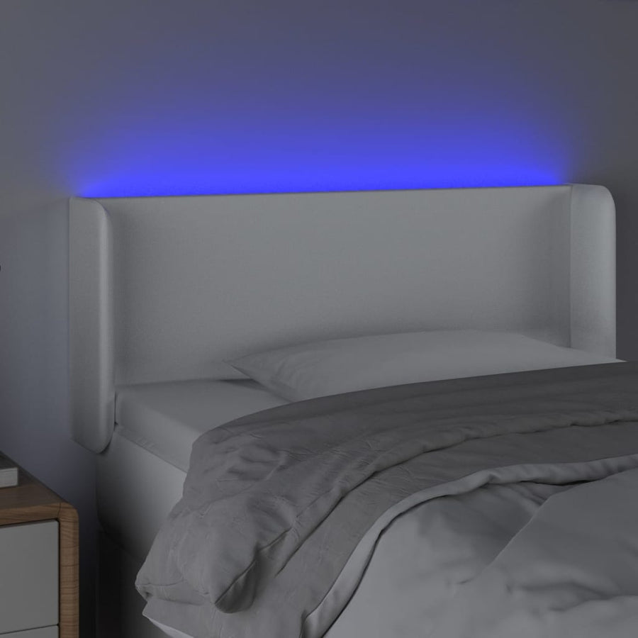 Hoofdbord LED 93x16x78/88 cm kunstleer wit 93 x 16 x 78/88 cm Wit