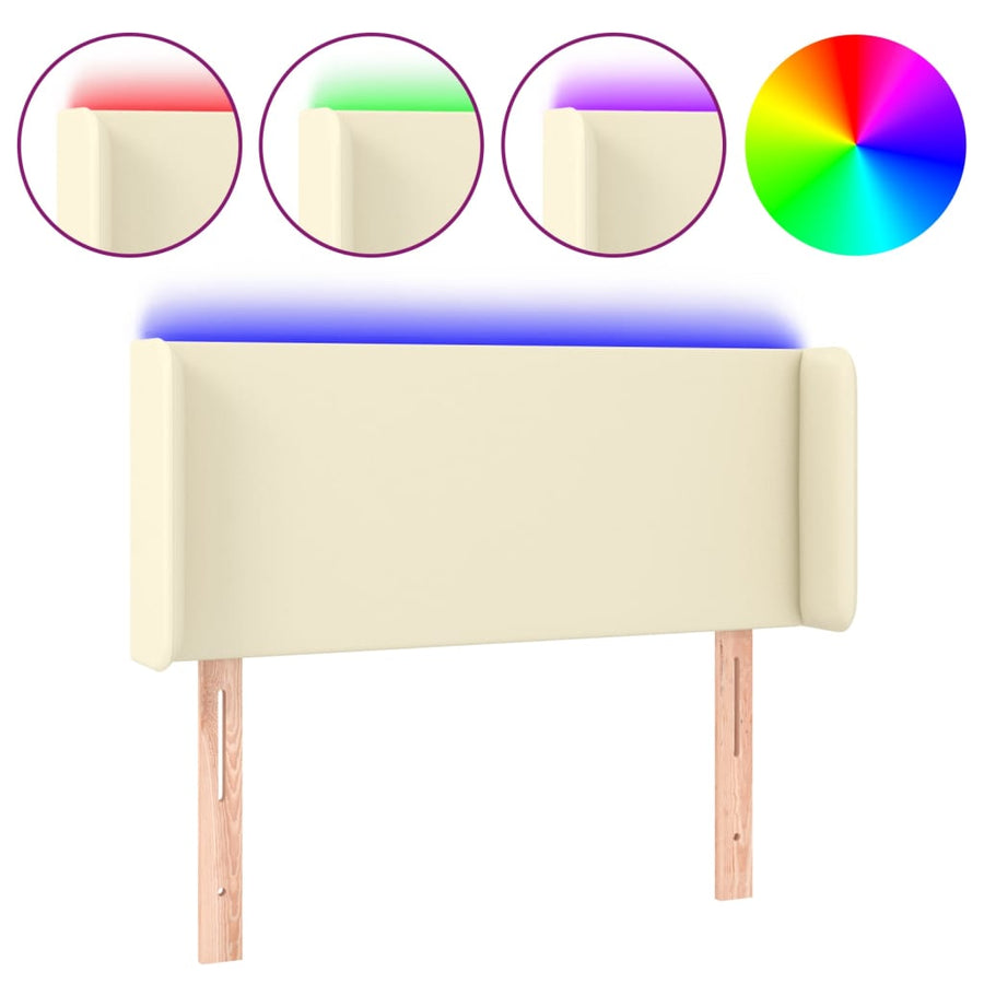 Hoofdbord LED 103x16x78/88 cm kunstleer crèmekleurig 103 x 16 x 78/88 cm Crème