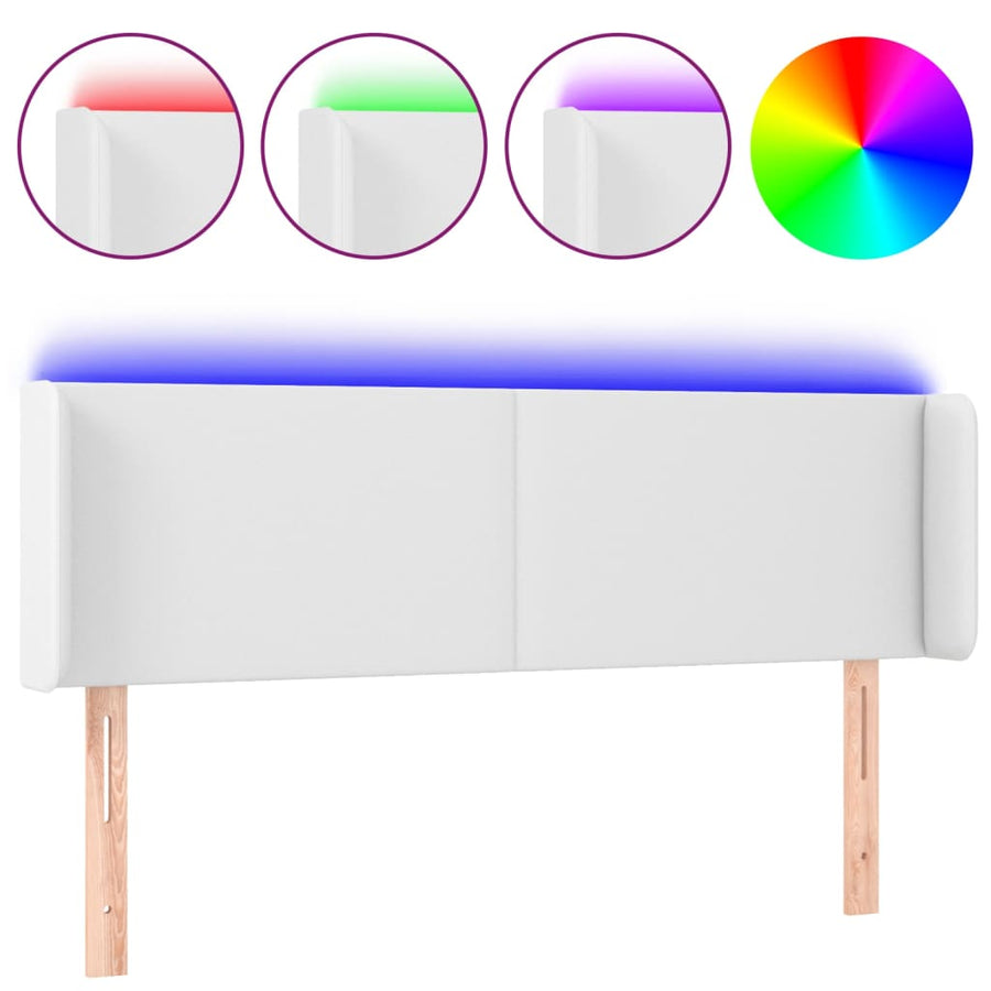 Hoofdbord LED 147x16x78/88 cm kunstleer wit 147 x 16 x 78/88 cm Wit