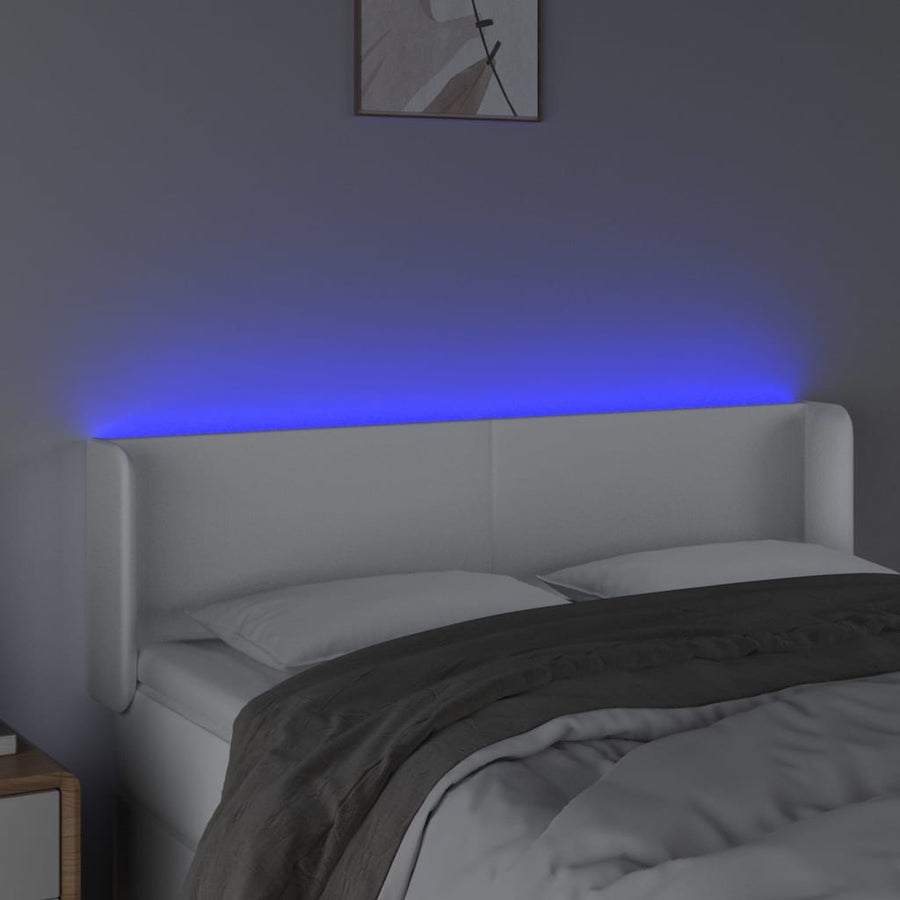 Hoofdbord LED 147x16x78/88 cm kunstleer wit 147 x 16 x 78/88 cm Wit