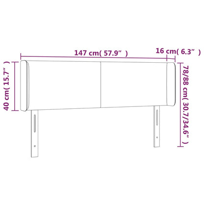 Hoofdbord Led Kunstleer Kleurig 147 x 16 x 78/88 cm Crème