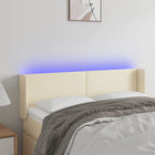 Headboard LED 147x16x78/88 cm faux leather cream