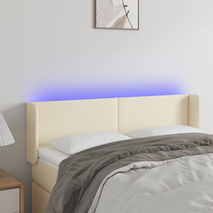 Hoofdbord Led Kunstleer Kleurig 147 x 16 x 78/88 cm Crème