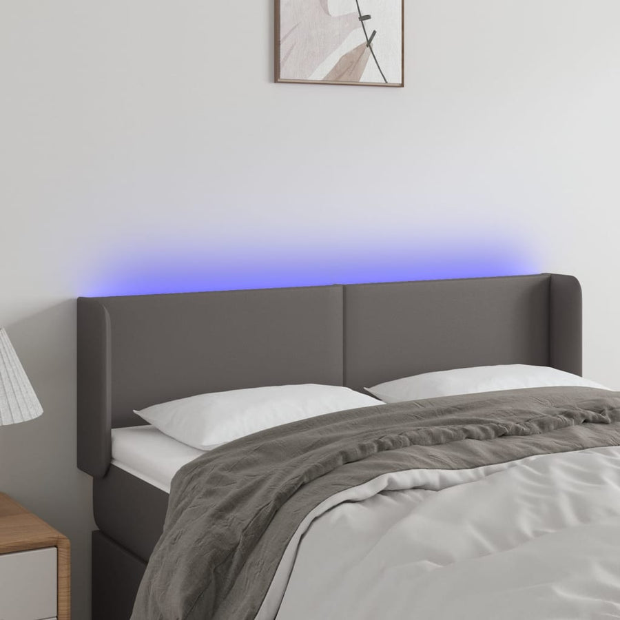 Hoofdbord Led Kunstleer 1 147 x 16 x 78/88 cm Grijs