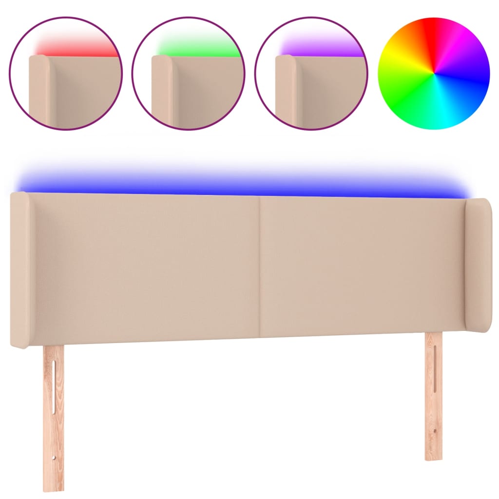Hoofdbord LED 147x16x78/88 cm kunstleer cappuccinokleurig 147 x 16 x 78/88 cm Cappuccino